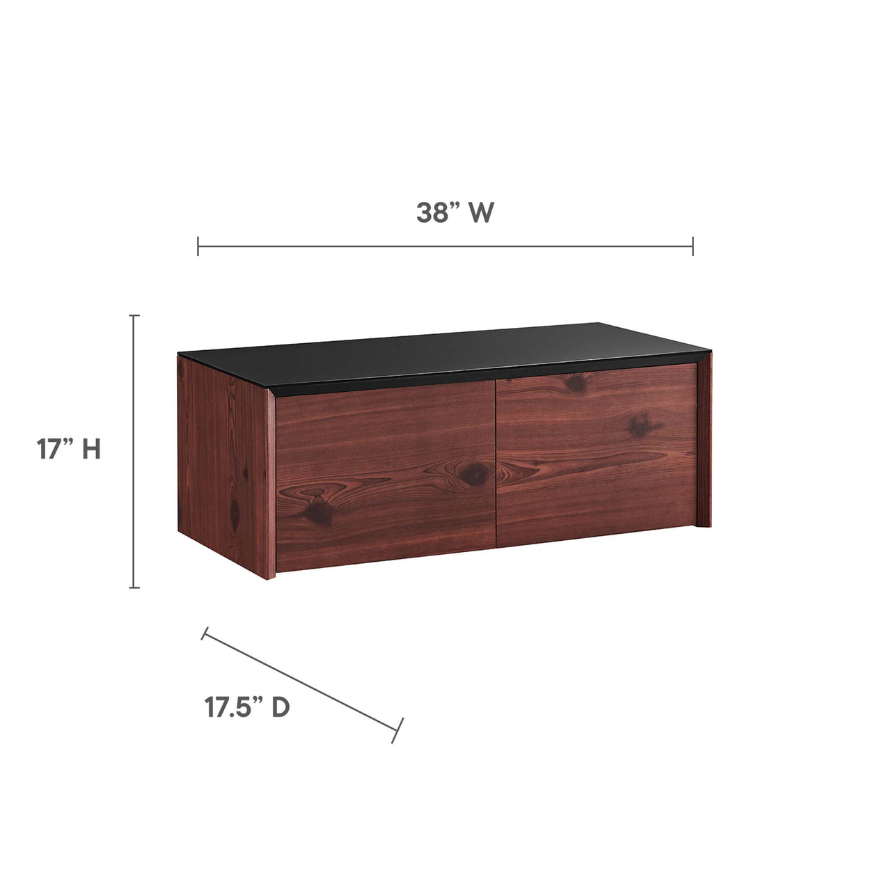 Elevare Large Floating Office Desk, Cabinet and Shelf Set, Black & Cherry Walnut