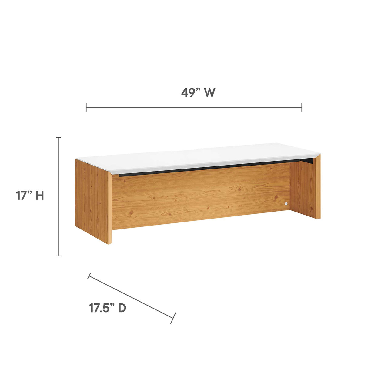 Elevare Large Floating Office Desk, Cabinet and Shelf Set, White & Natural Wood