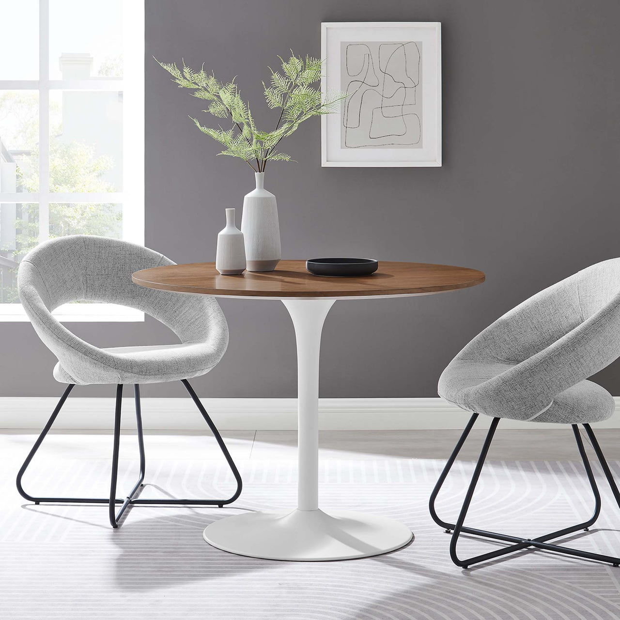 Noble Dining Table, Walnut & White