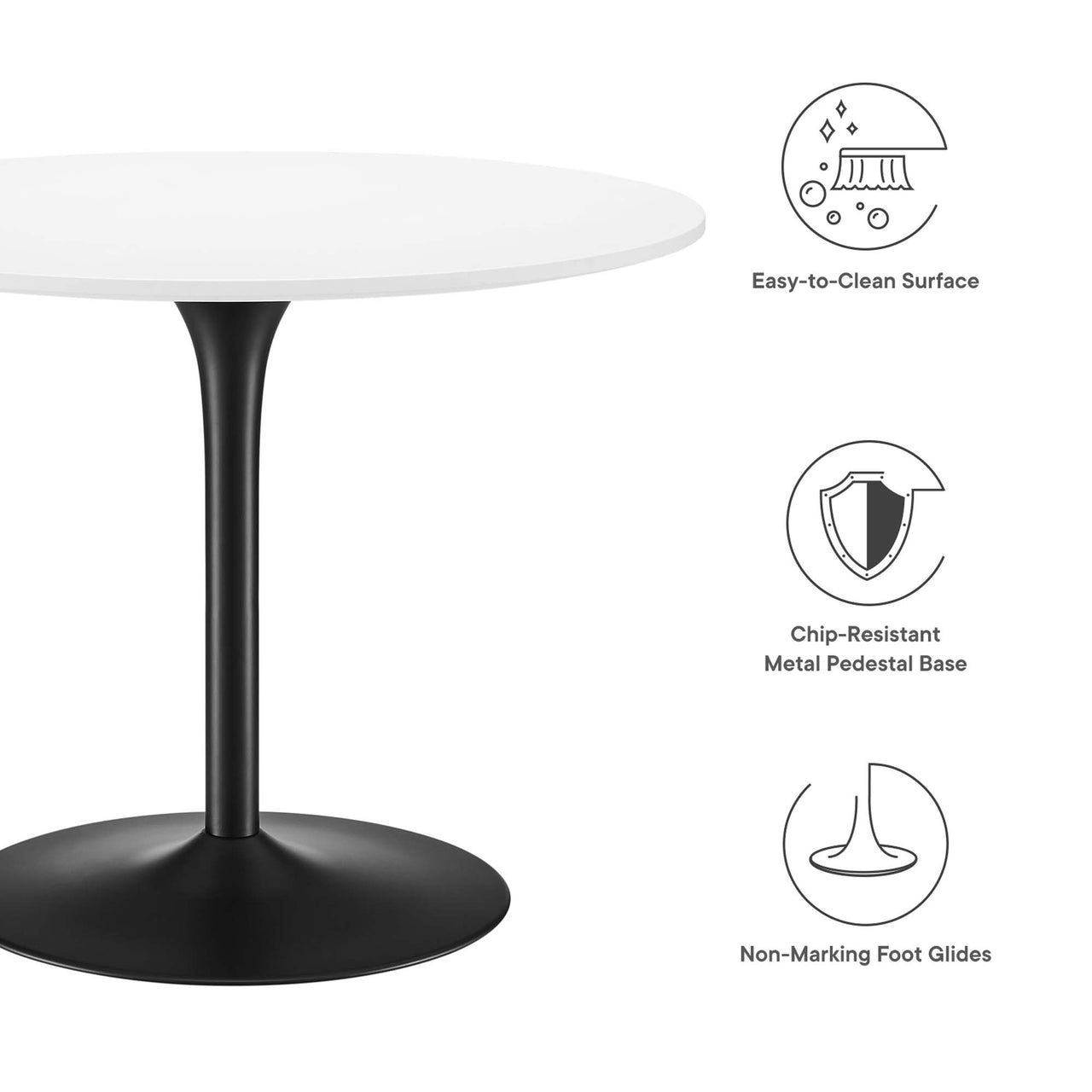 Noble Dining Table, White & Black
