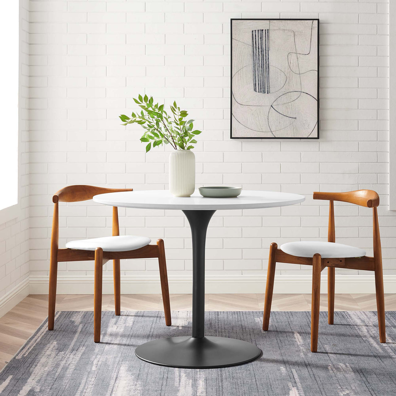 Noble Dining Table, White & Black