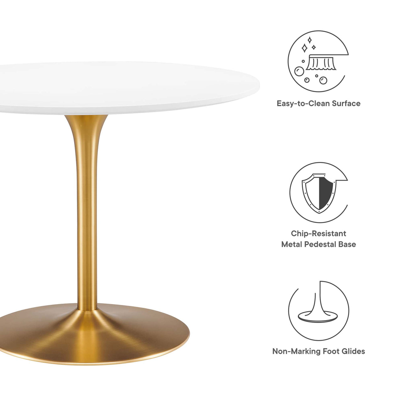 Noble Dining Table, White & Gold