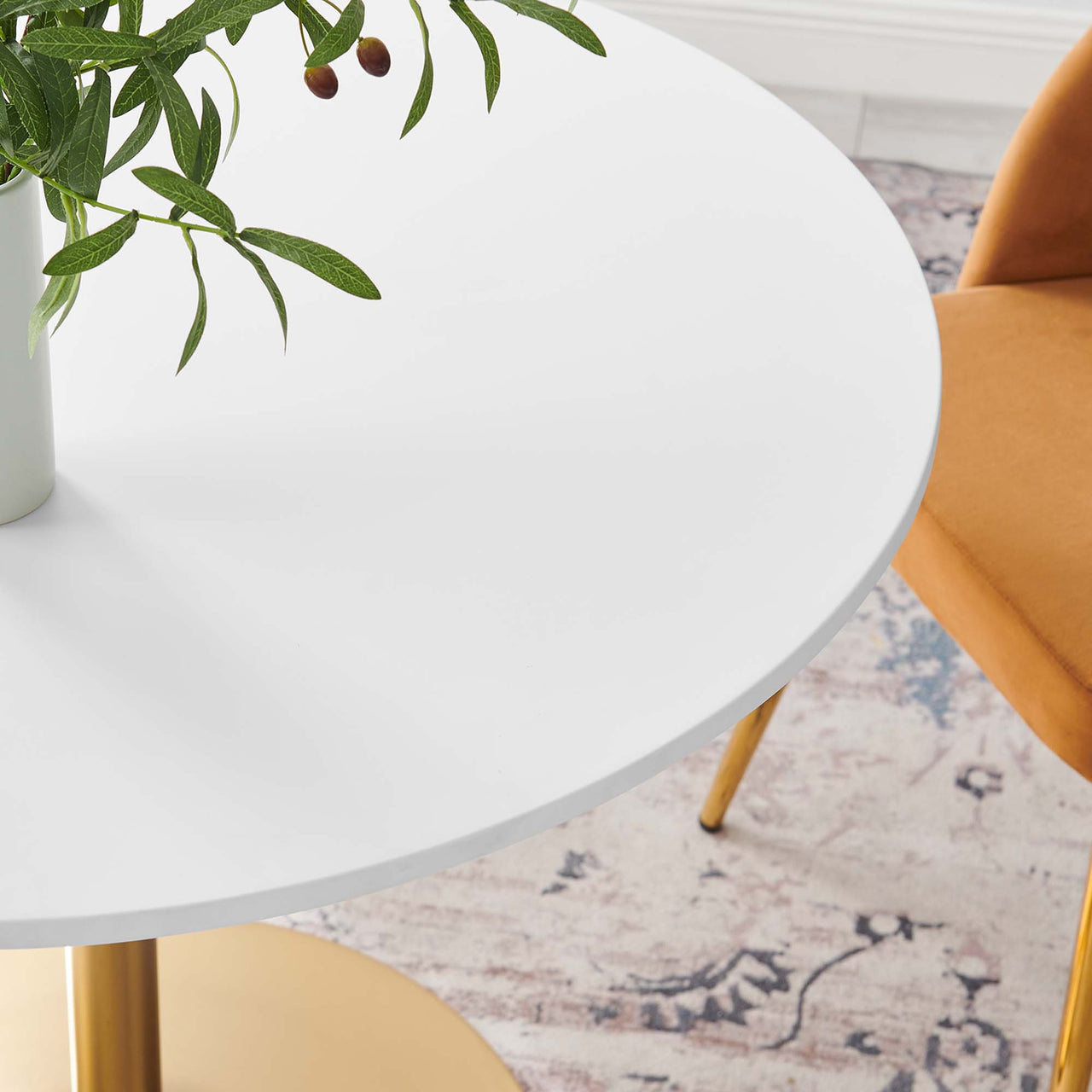 Noble Dining Table, White & Gold
