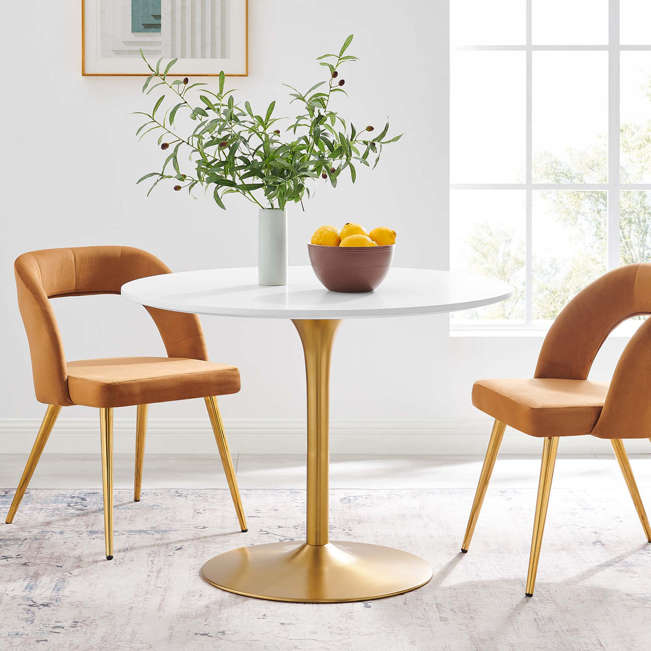 Noble Dining Table, White & Gold