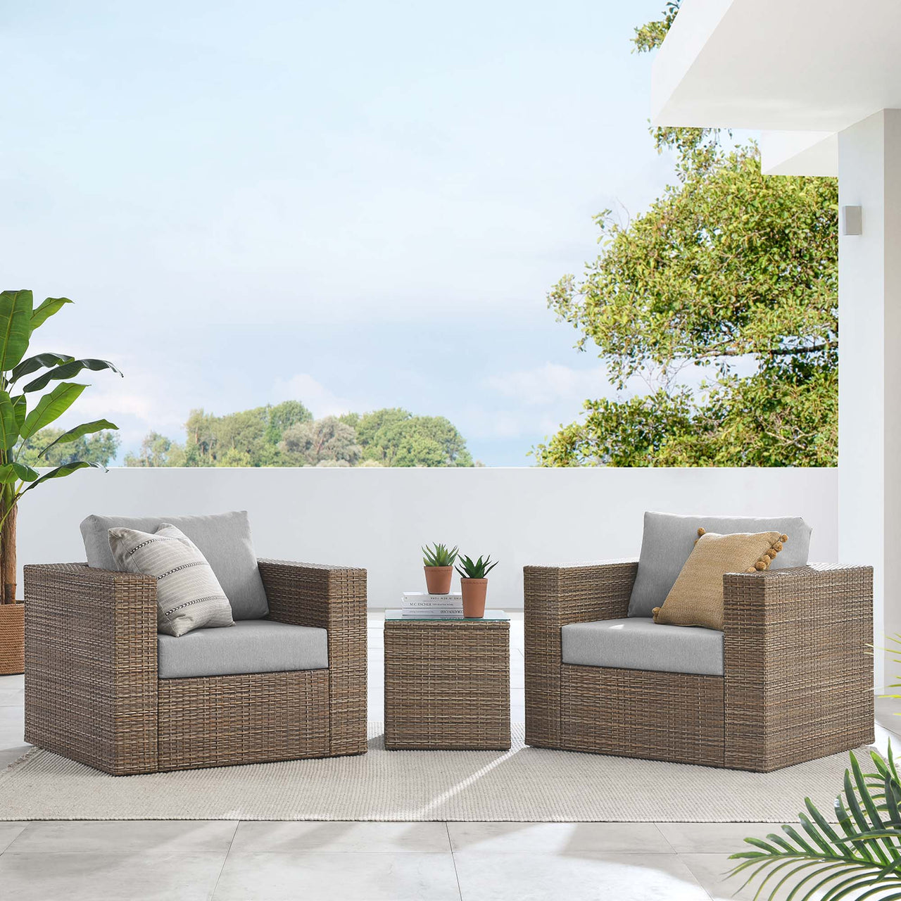 Conversation 3-Piece Alfresco Furniture Set, Cappuccino & Gray