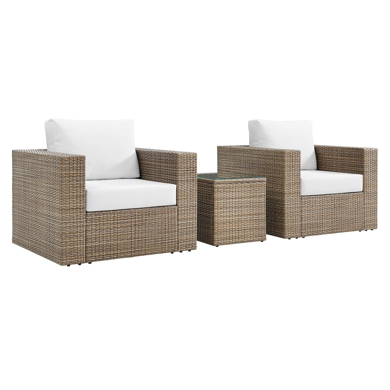 Conversation 3-Piece Alfresco Furniture Set, Cappuccino & White