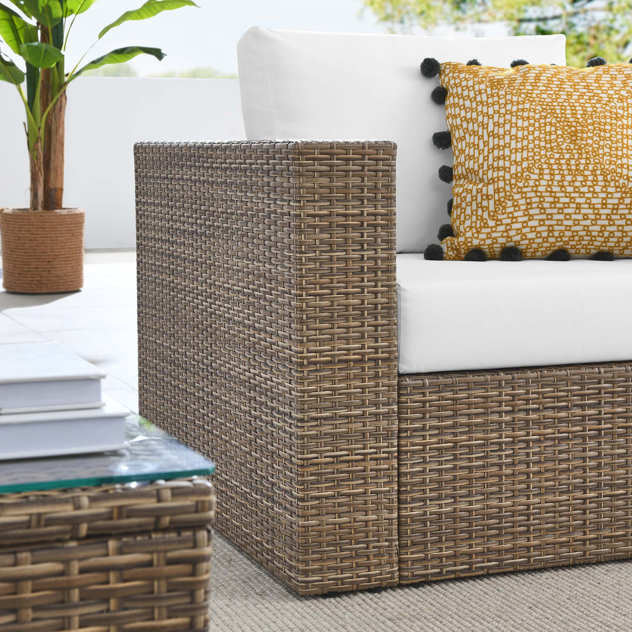 Conversation 3-Piece Alfresco Furniture Set, Cappuccino & White