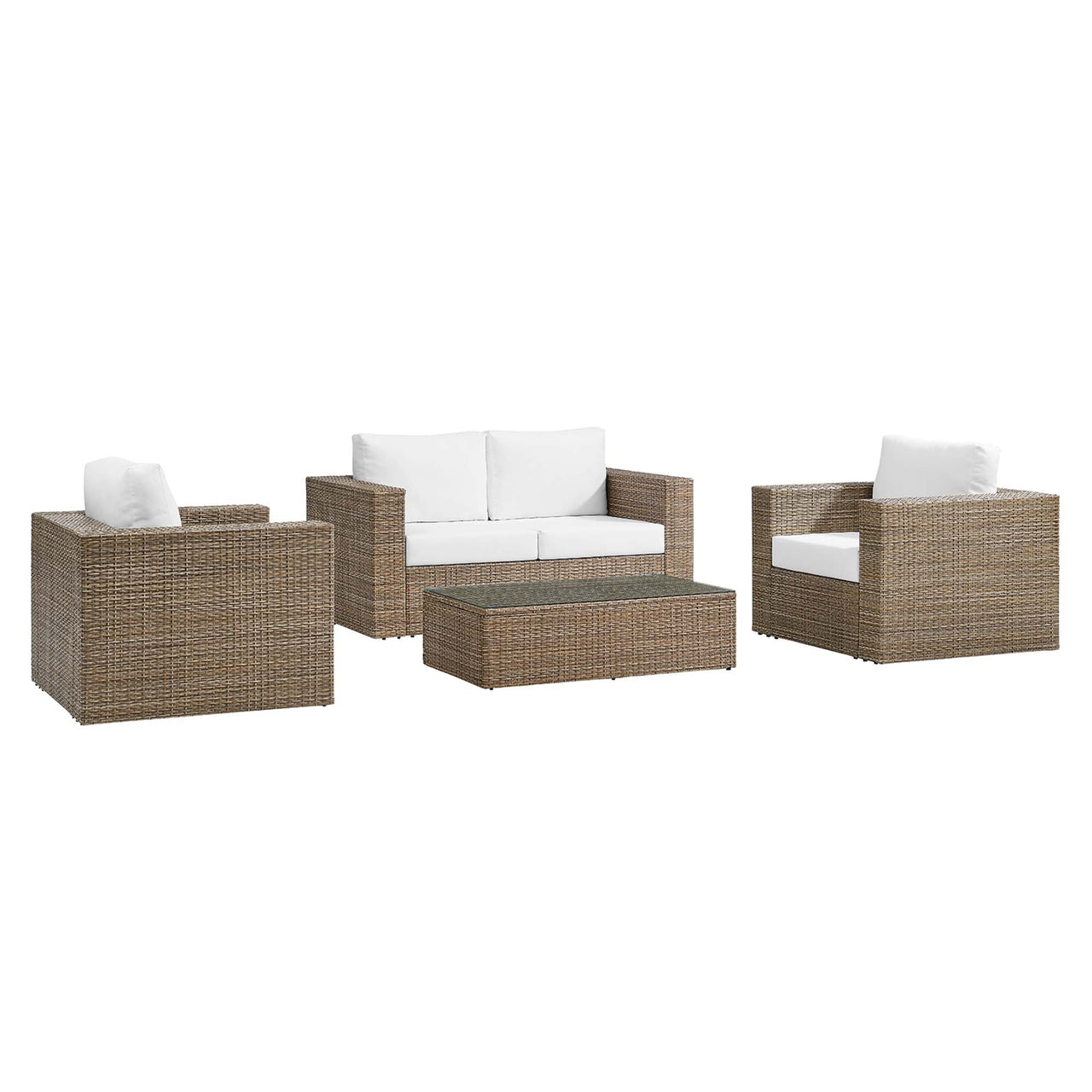 Conversation 4-Piece Alfresco Furniture Set, Cappuccino & White