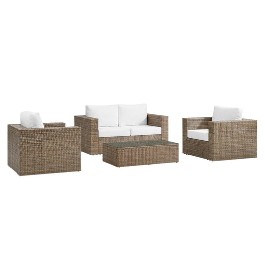 Conversation 4-Piece Alfresco Furniture Set, Cappuccino & White