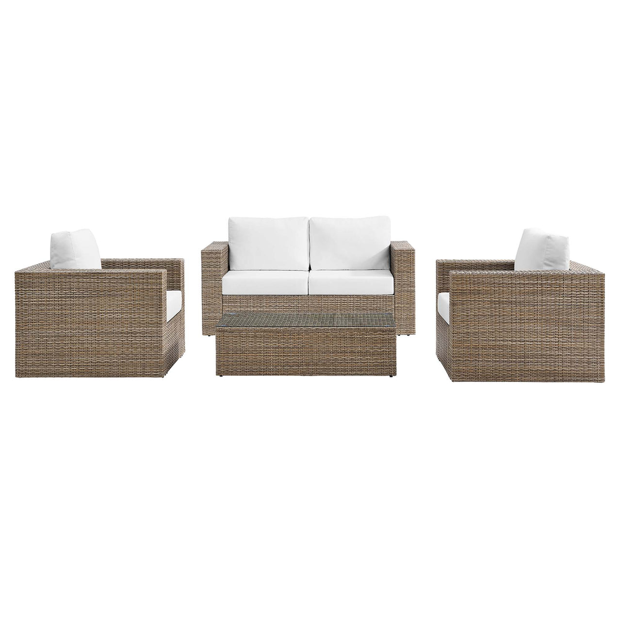 Conversation 4-Piece Alfresco Furniture Set, Cappuccino & White