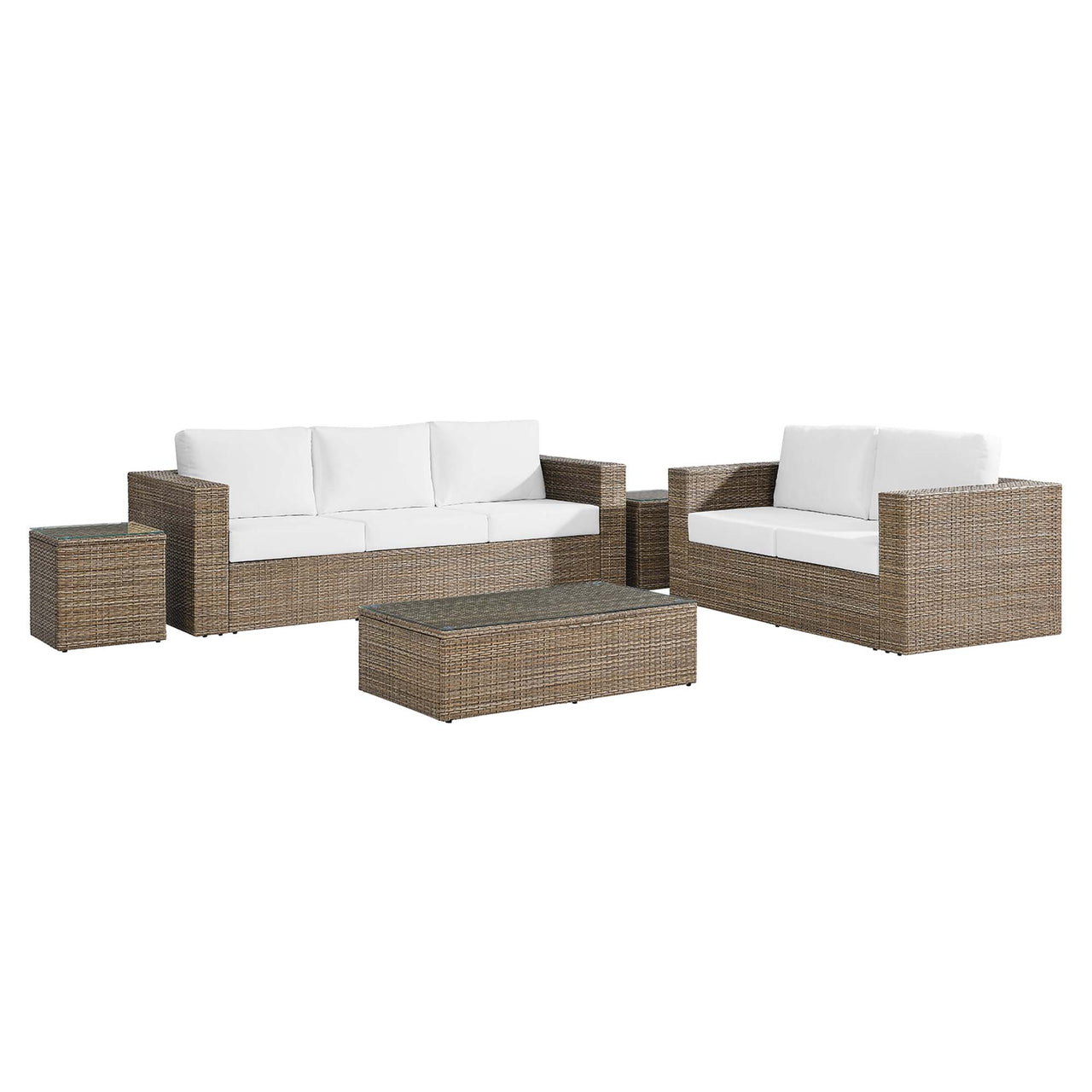 Conversation 5-Piece Alfresco Furniture Set, Cappuccino & White