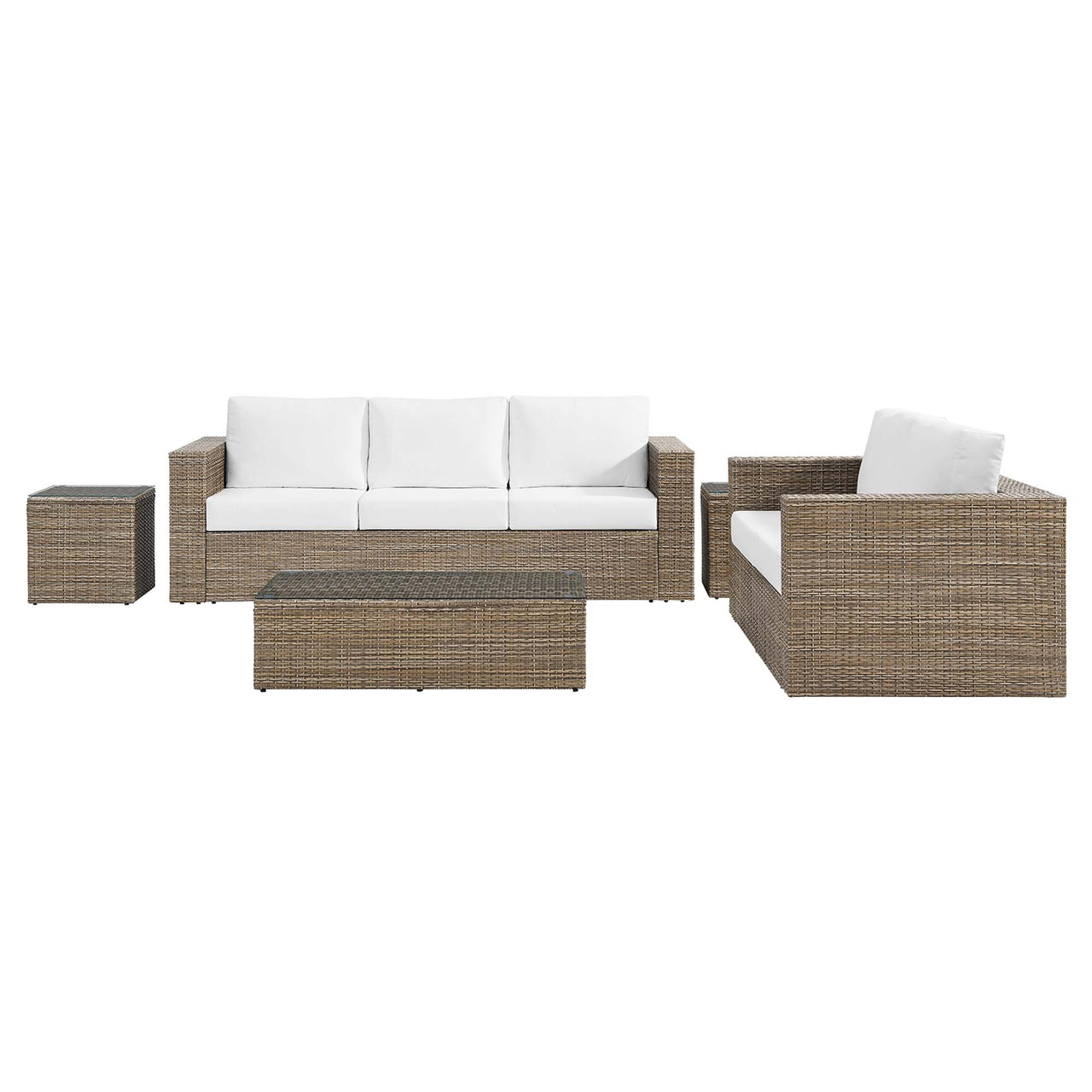 Conversation 5-Piece Alfresco Furniture Set, Cappuccino & White