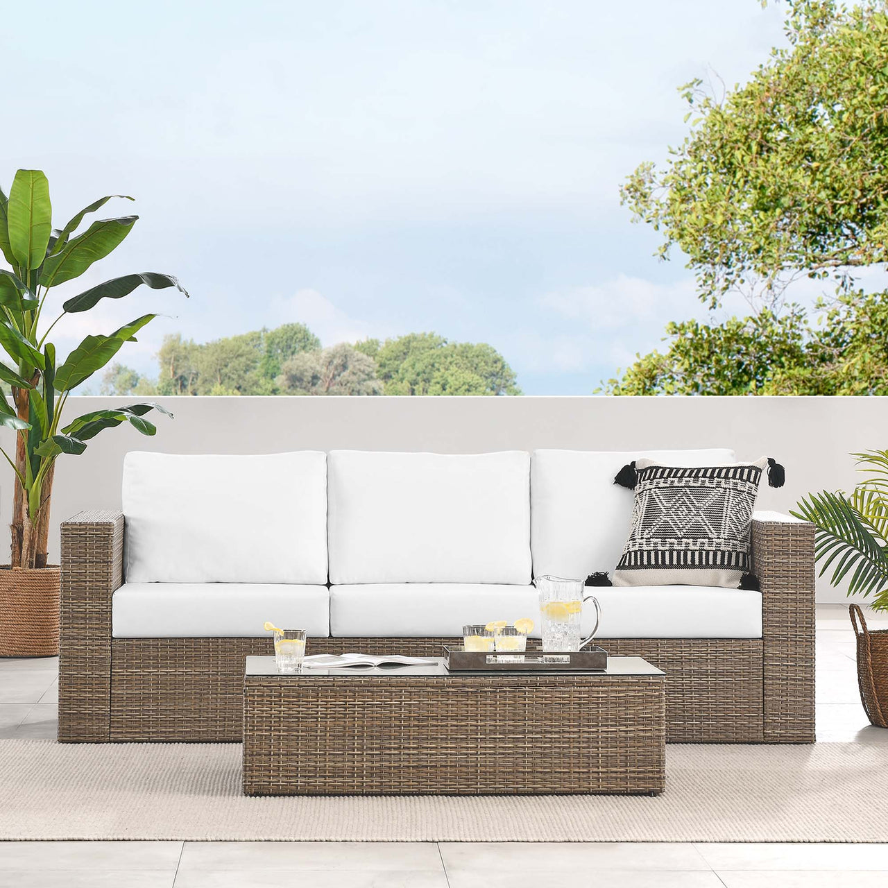 Conversation 2-Piece Alfresco Furniture Set, Cappuccino & White