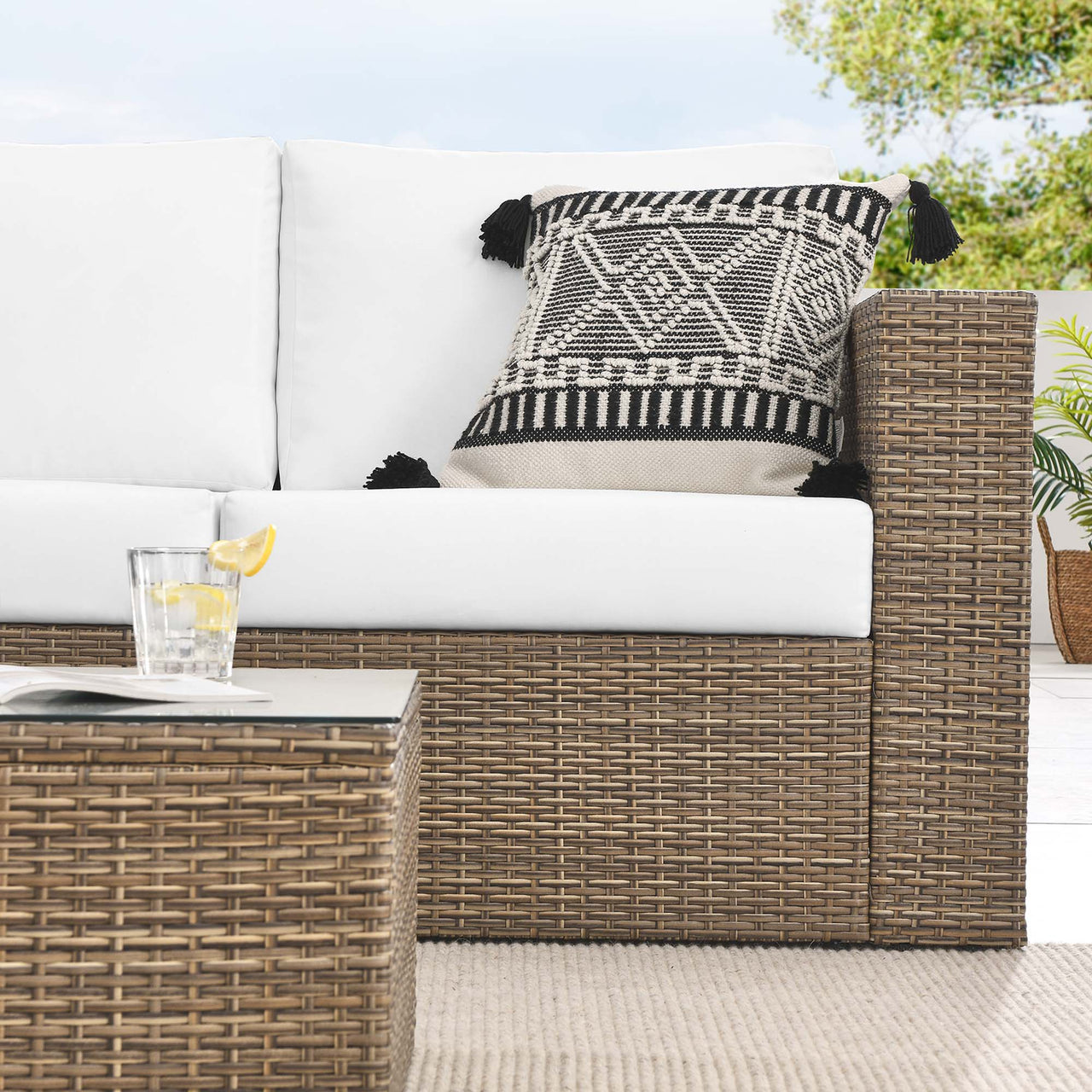 Conversation 2-Piece Alfresco Furniture Set, Cappuccino & White