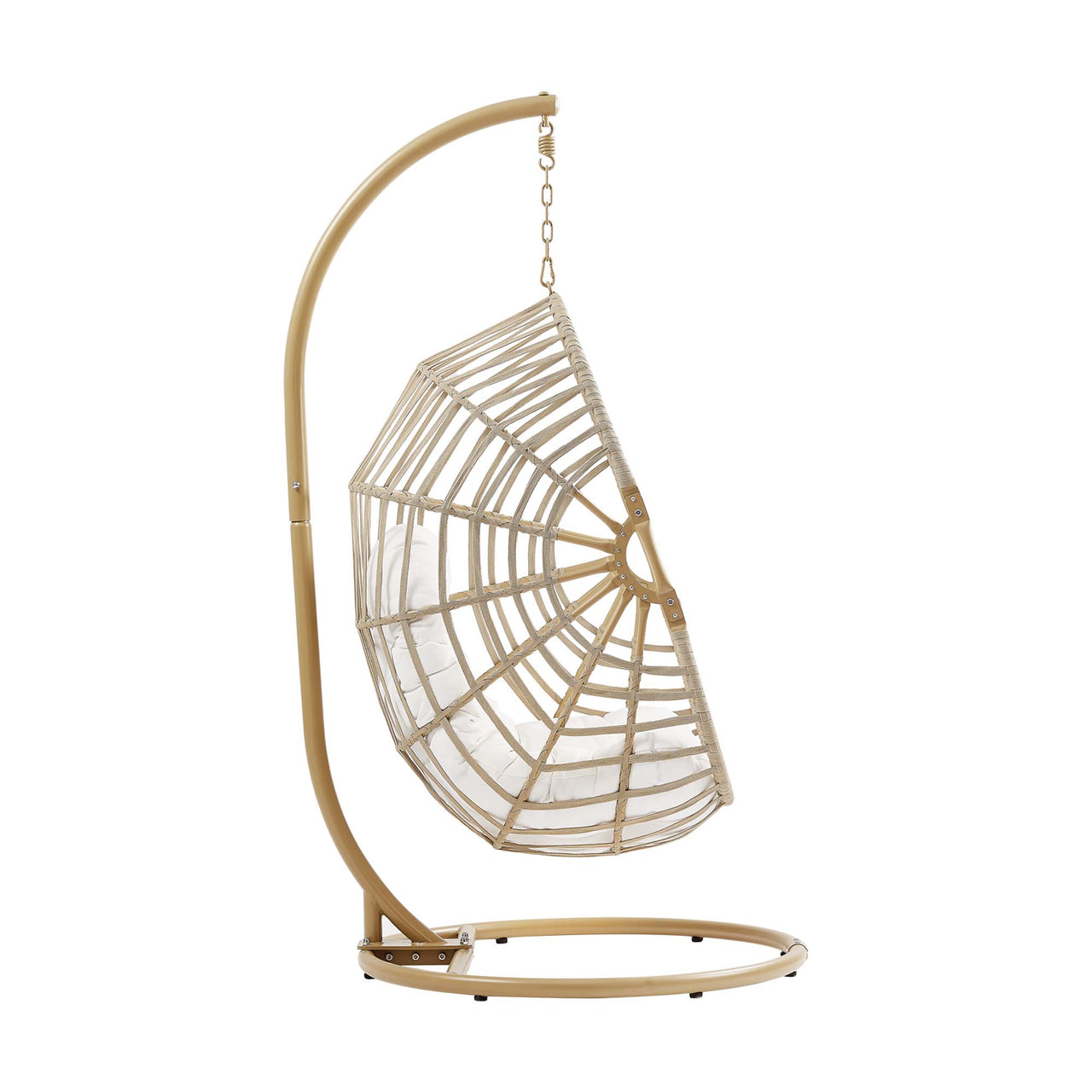 Charlotte Swing Chair w/ Stand, Natural Wood & White