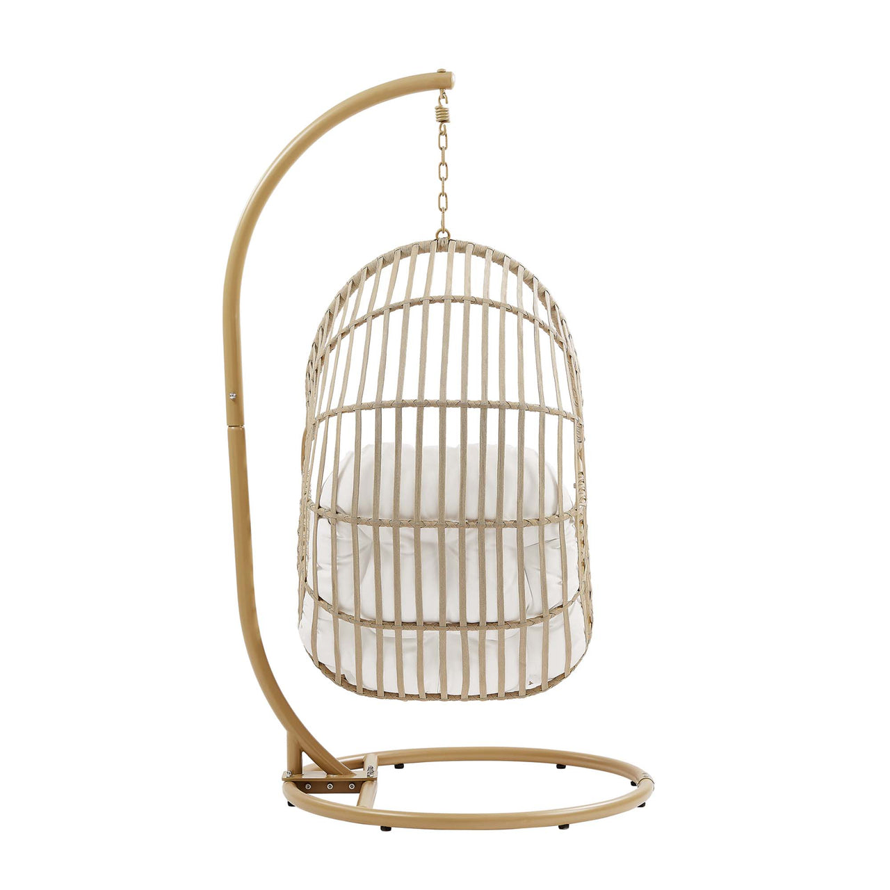 Charlotte Swing Chair w/ Stand, Natural Wood & White