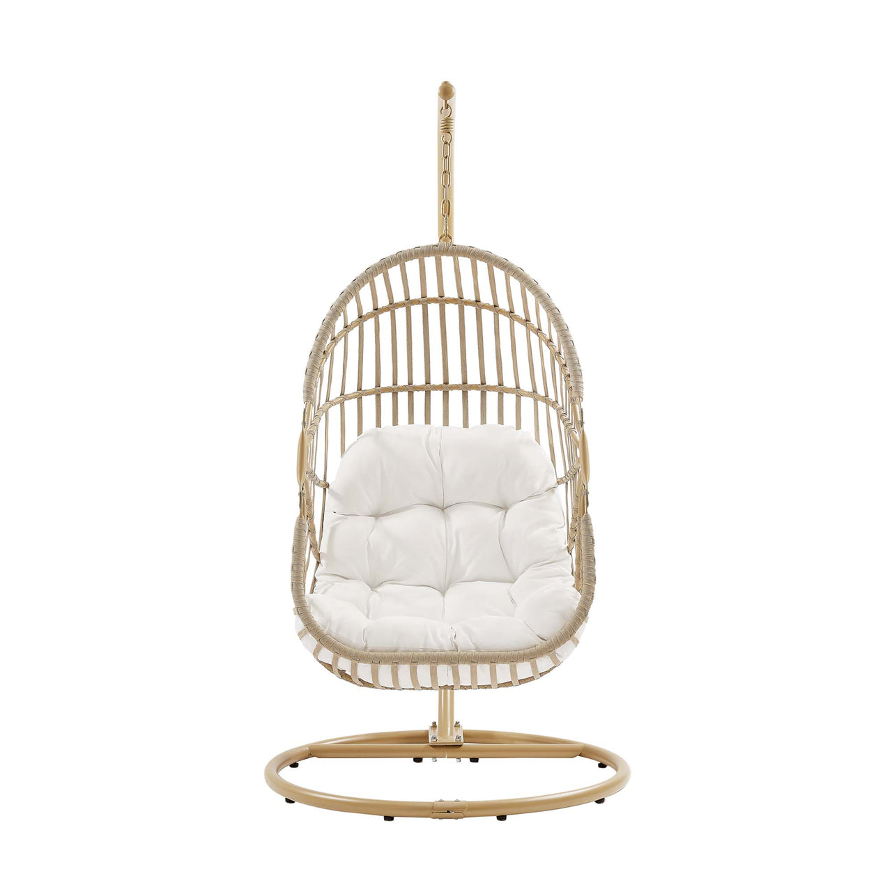 Charlotte Swing Chair w/ Stand, Natural Wood & White