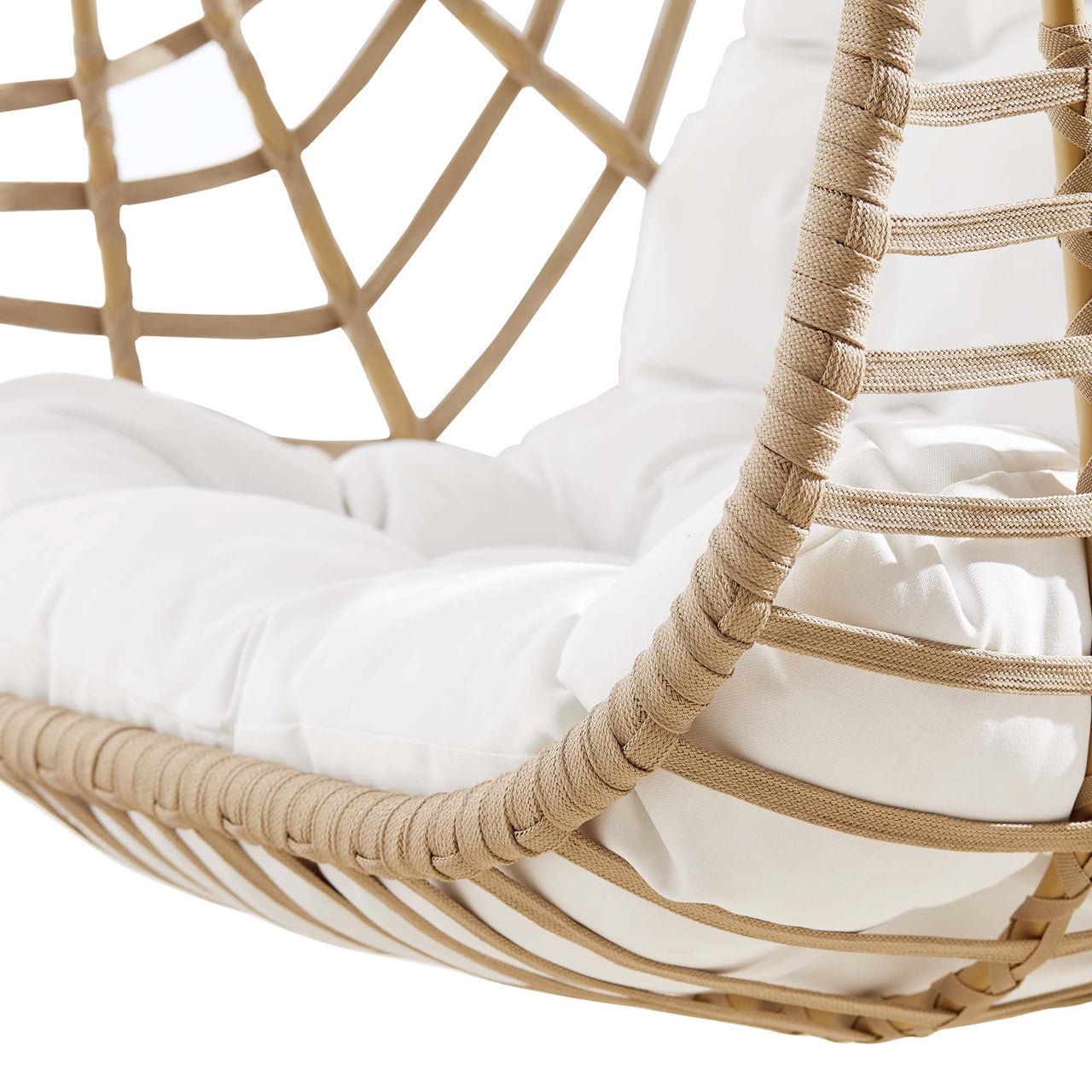 Charlotte Swing Chair w/ Stand, Natural Wood & White