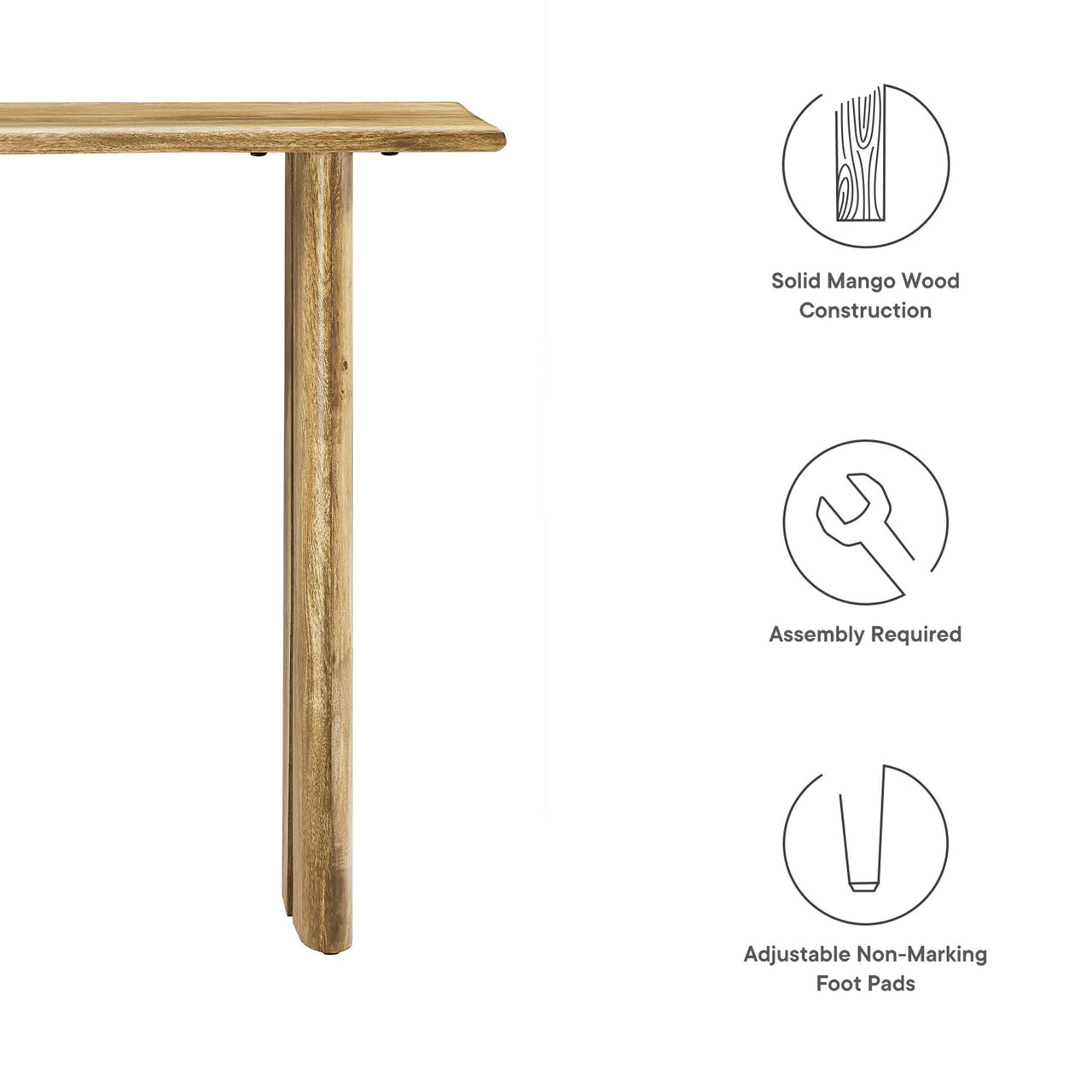 Ardella Mango Console Table, Oak