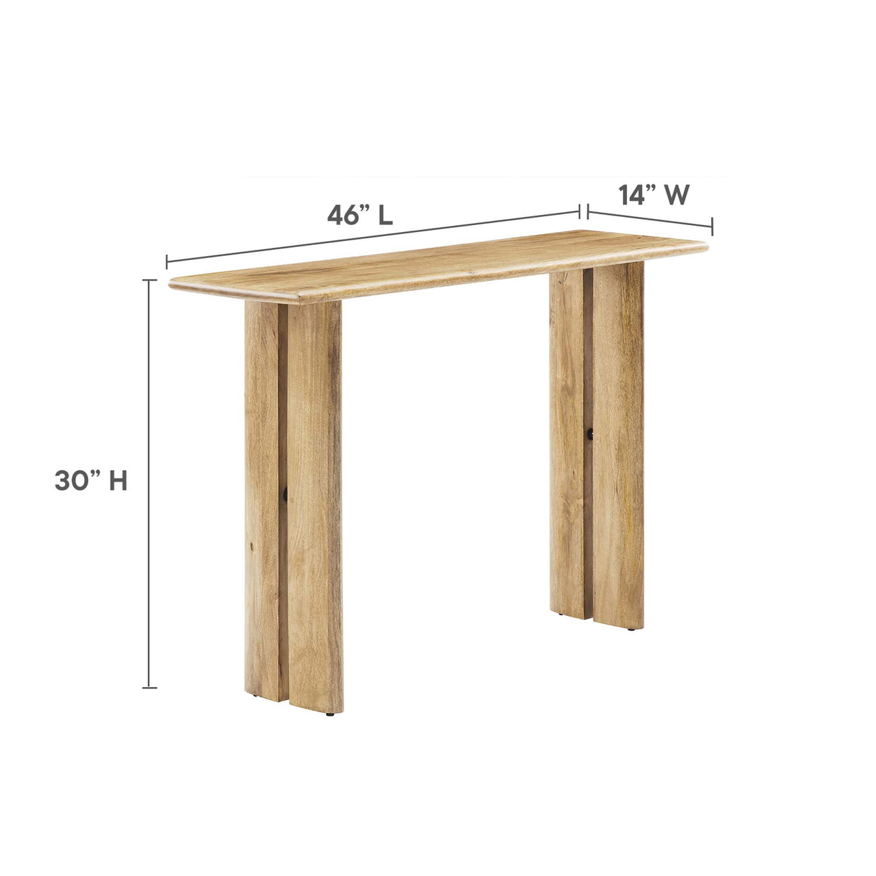 Ardella Mango Console Table, Oak