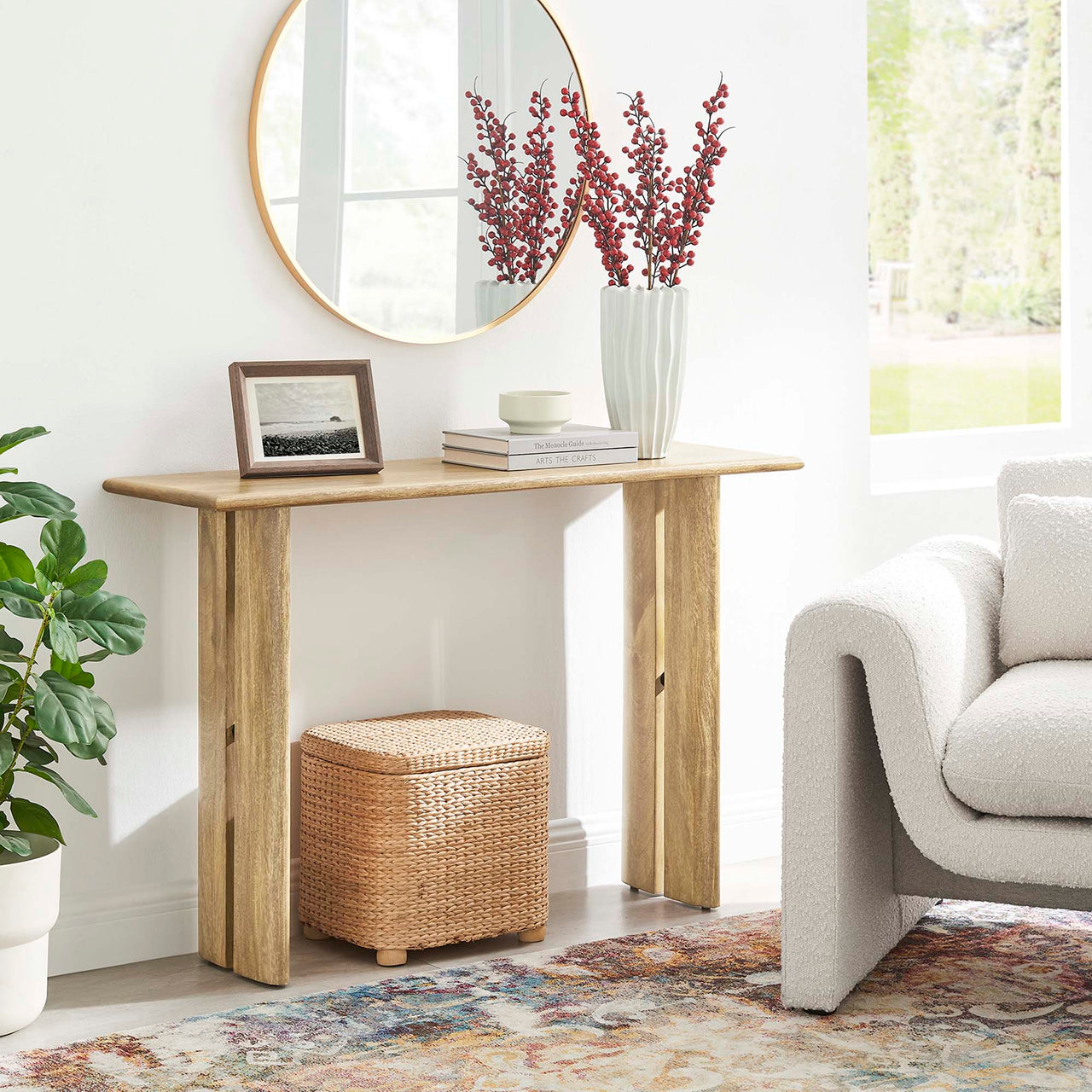 Ardella Mango Console Table, Oak