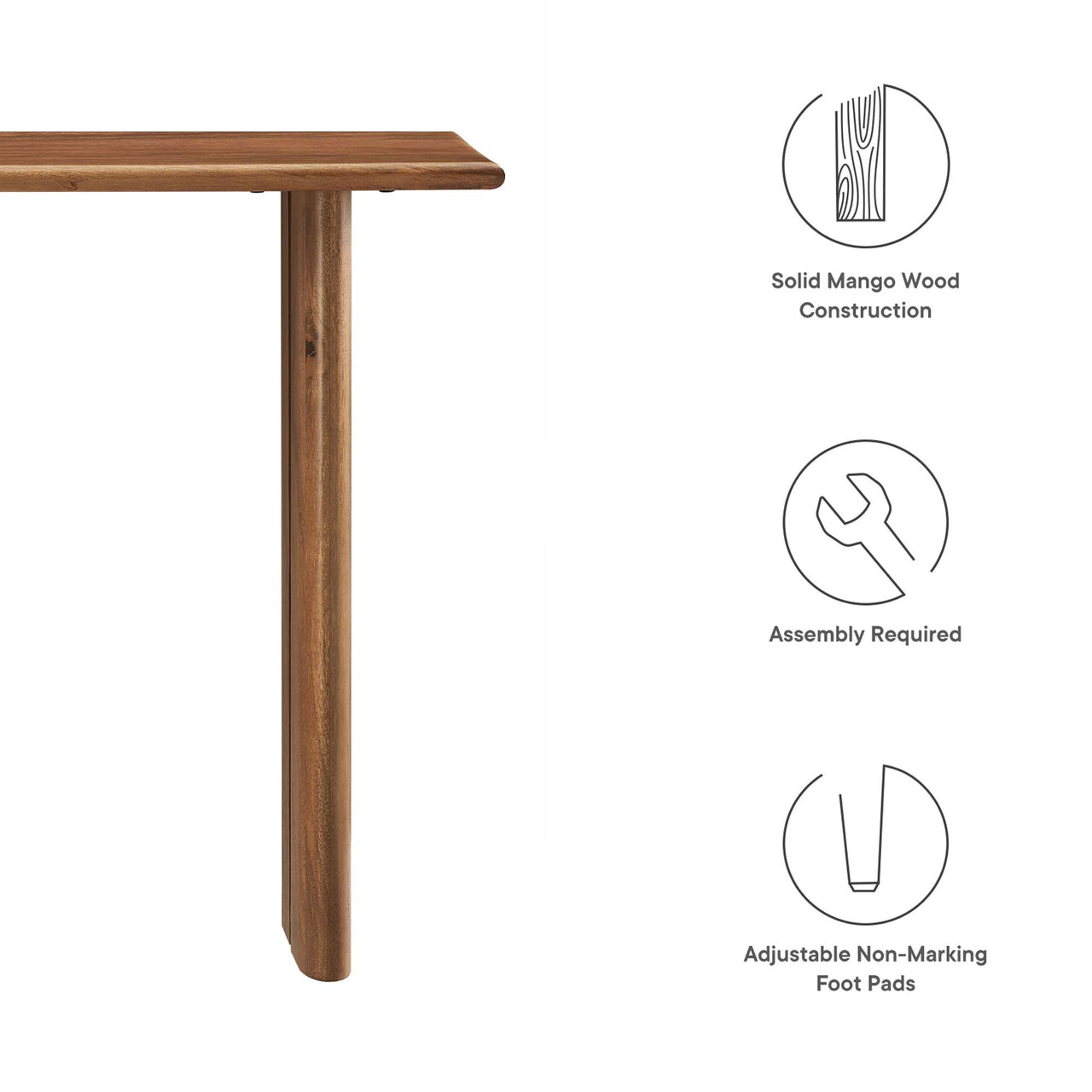 Ardella Mango Console Table, Walnut