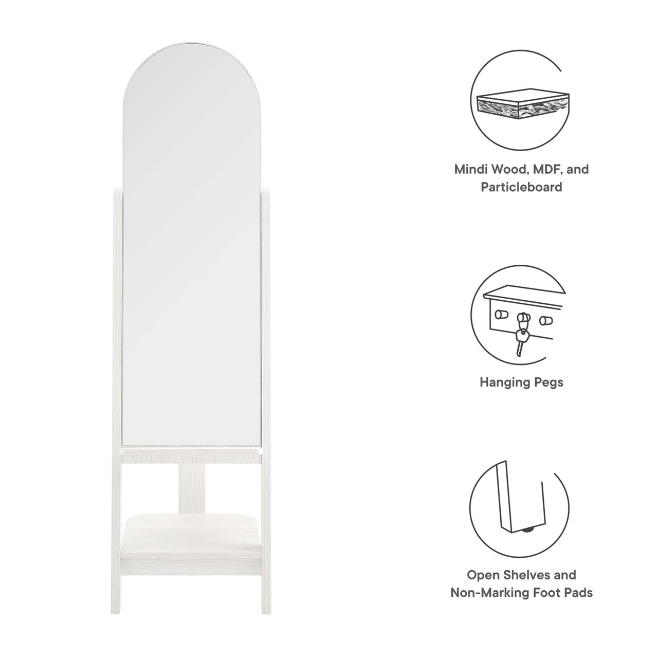 Selune Standing Mirror, White