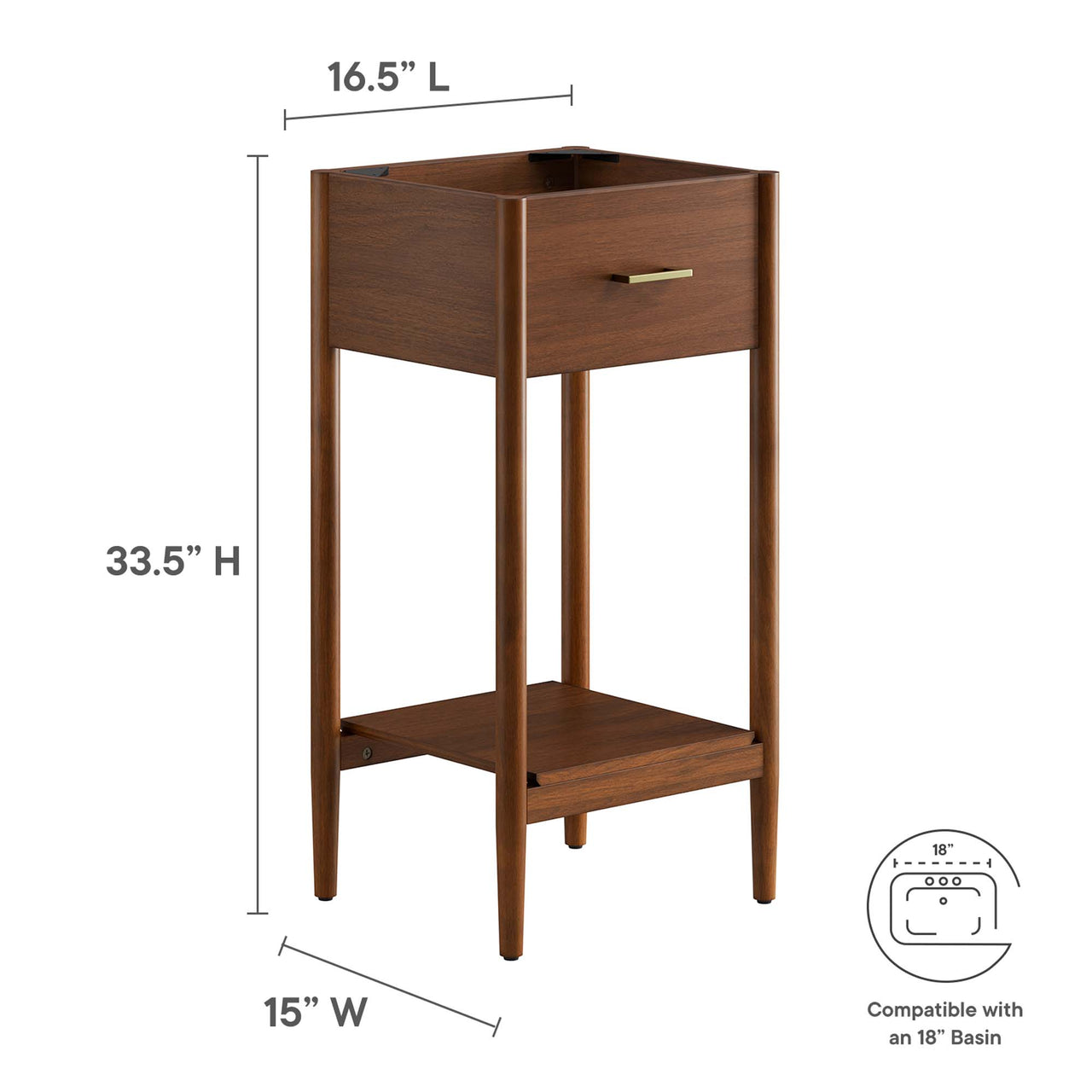 Zephyrine Vanity Base with Storage, Extra Small, Walnut