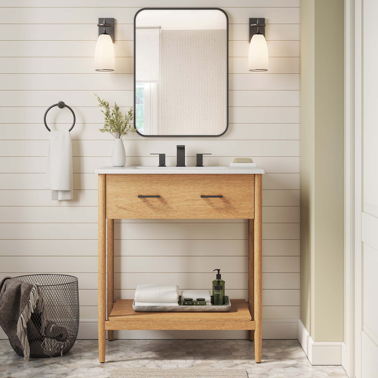 Zephyrine Vanity Base with Storage, Medium, Natural Wood