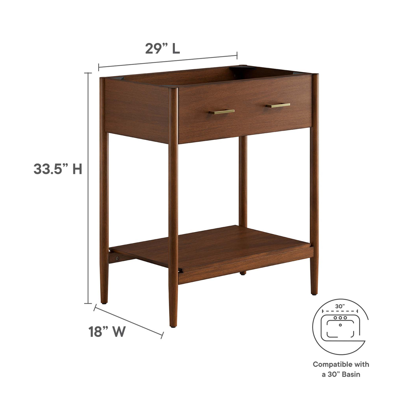 Zephyrine Vanity Base with Storage, Medium, Walnut