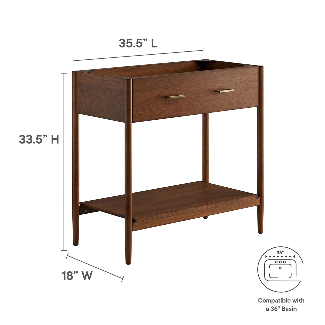 Zephyrine Vanity Base with Storage, Large, Walnut