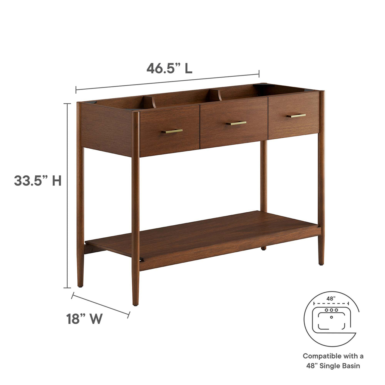Zephyrine Vanity Base with Storage (Single Sink Compatible), Extra Large, Walnut