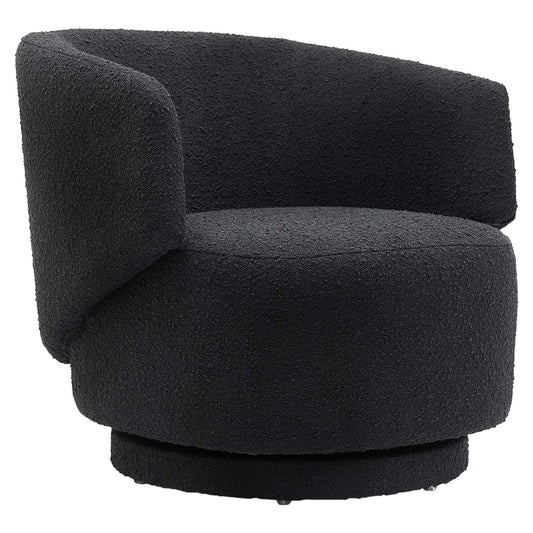 Elarin Boucle Swivel Chair, Black