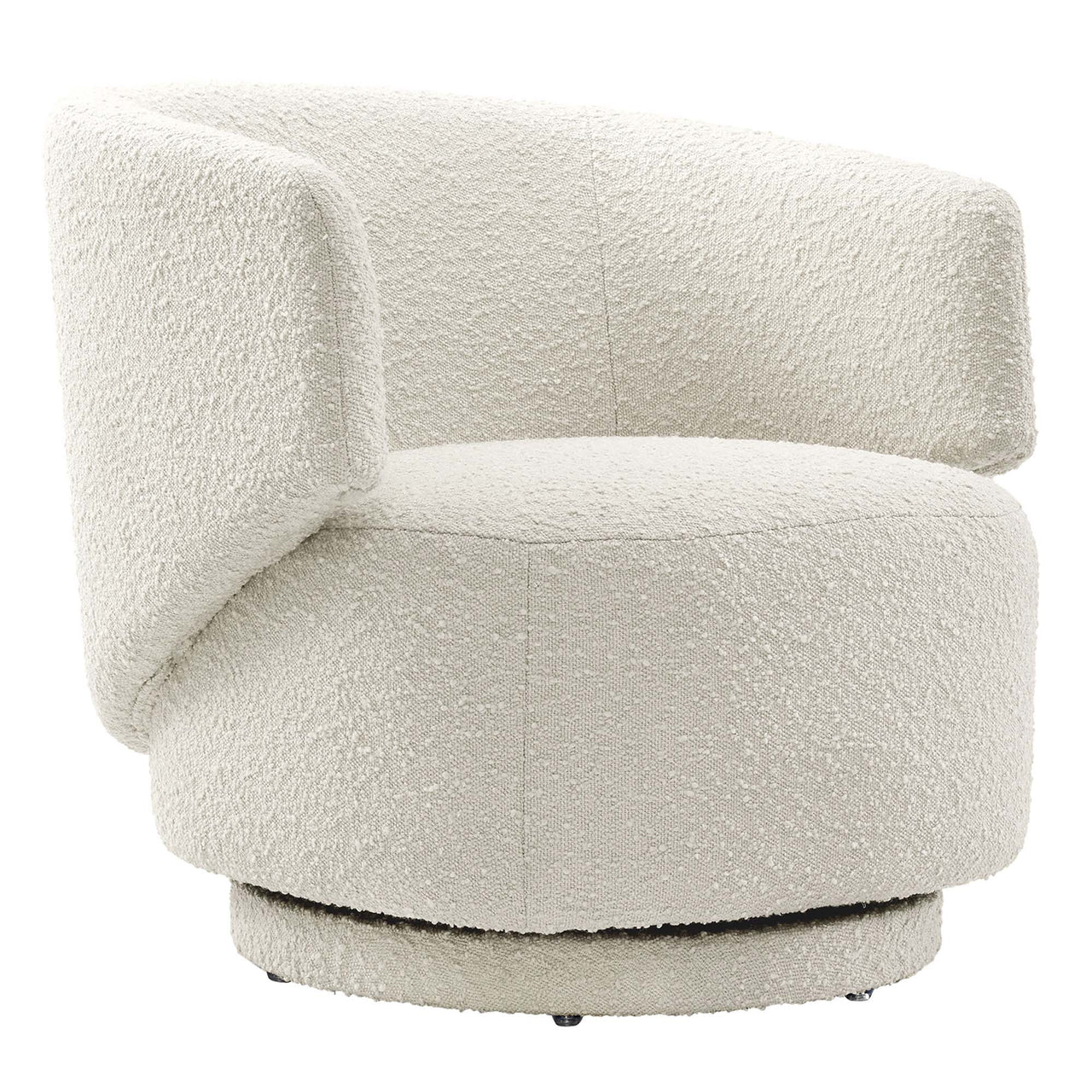 Elarin Boucle Swivel Chair, Ivory
