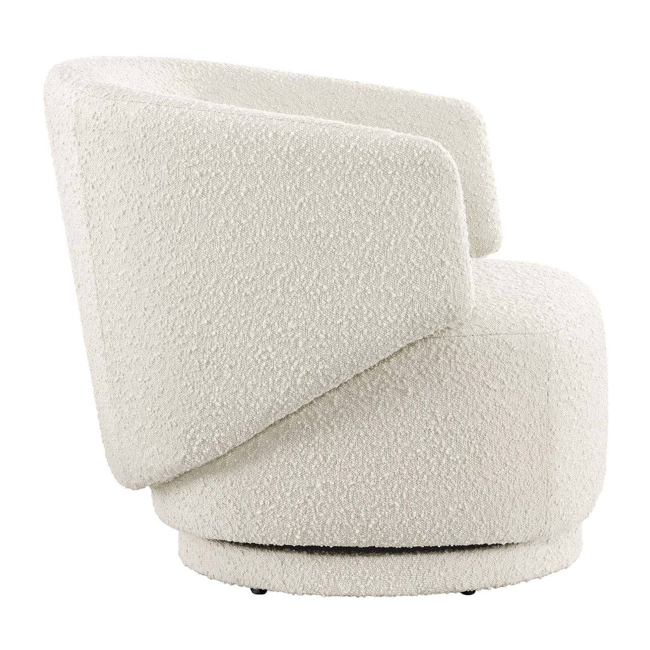 Elarin Boucle Swivel Chair, Ivory