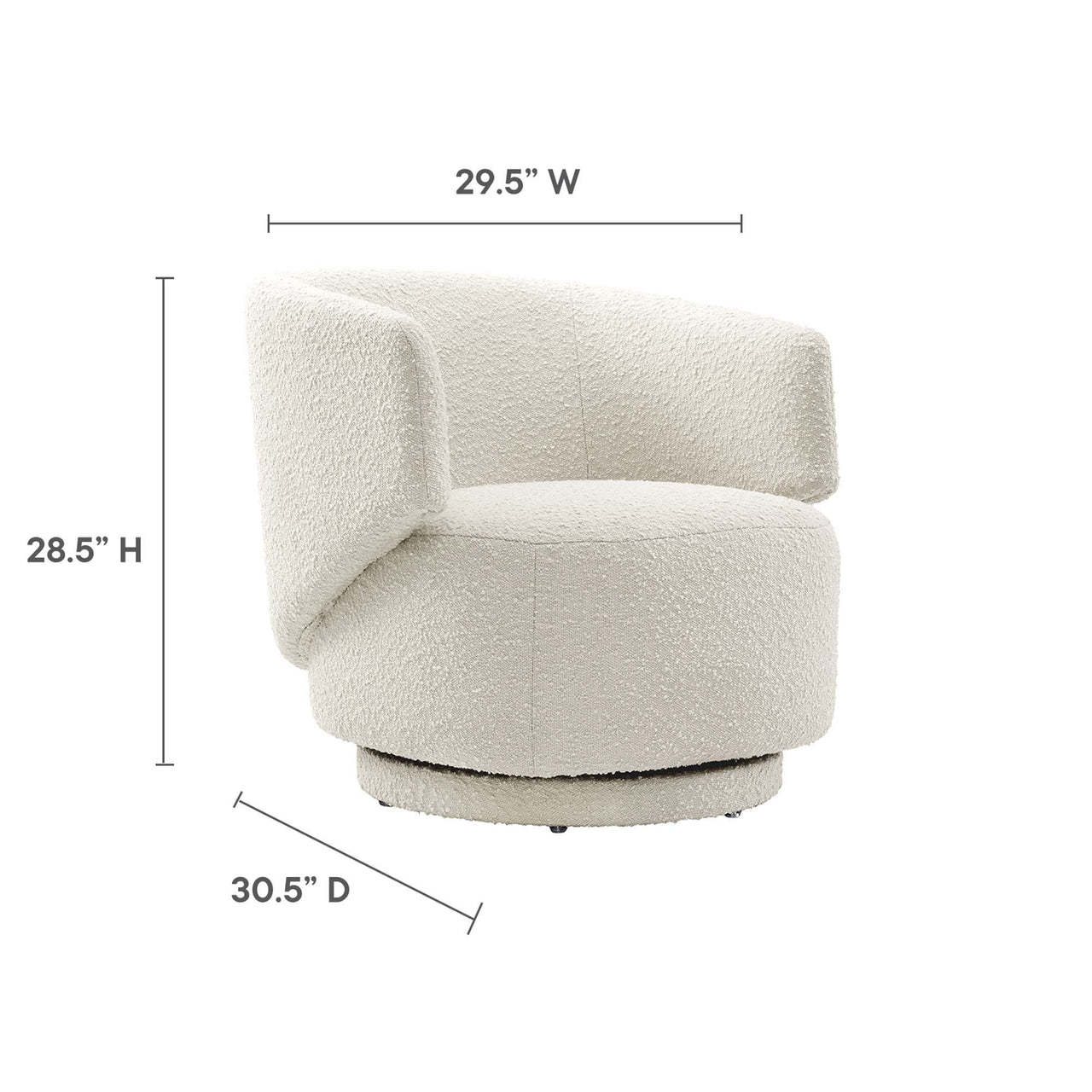 Elarin Boucle Swivel Chair, Ivory