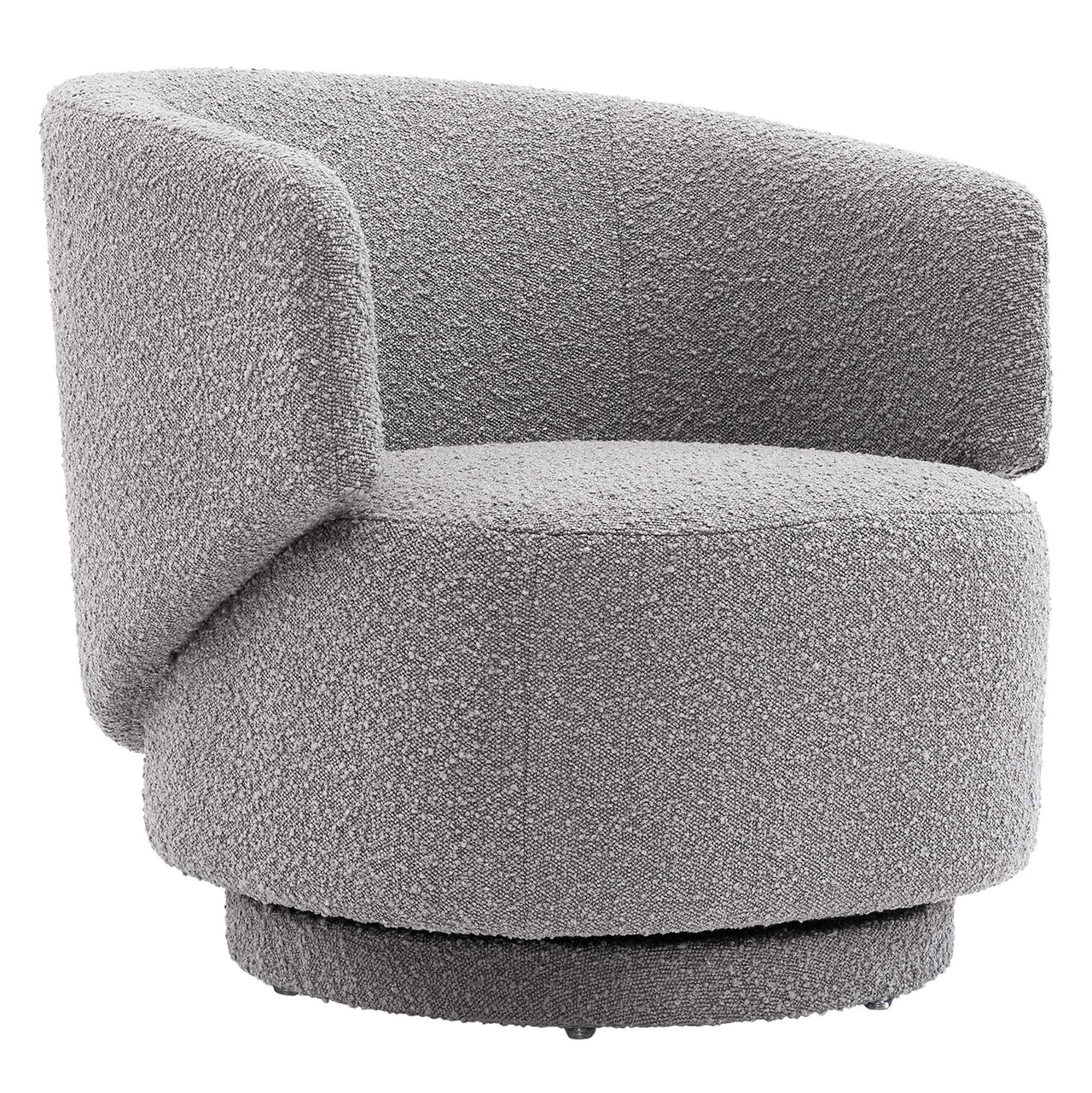 Elarin Boucle Swivel Chair, Light Gray
