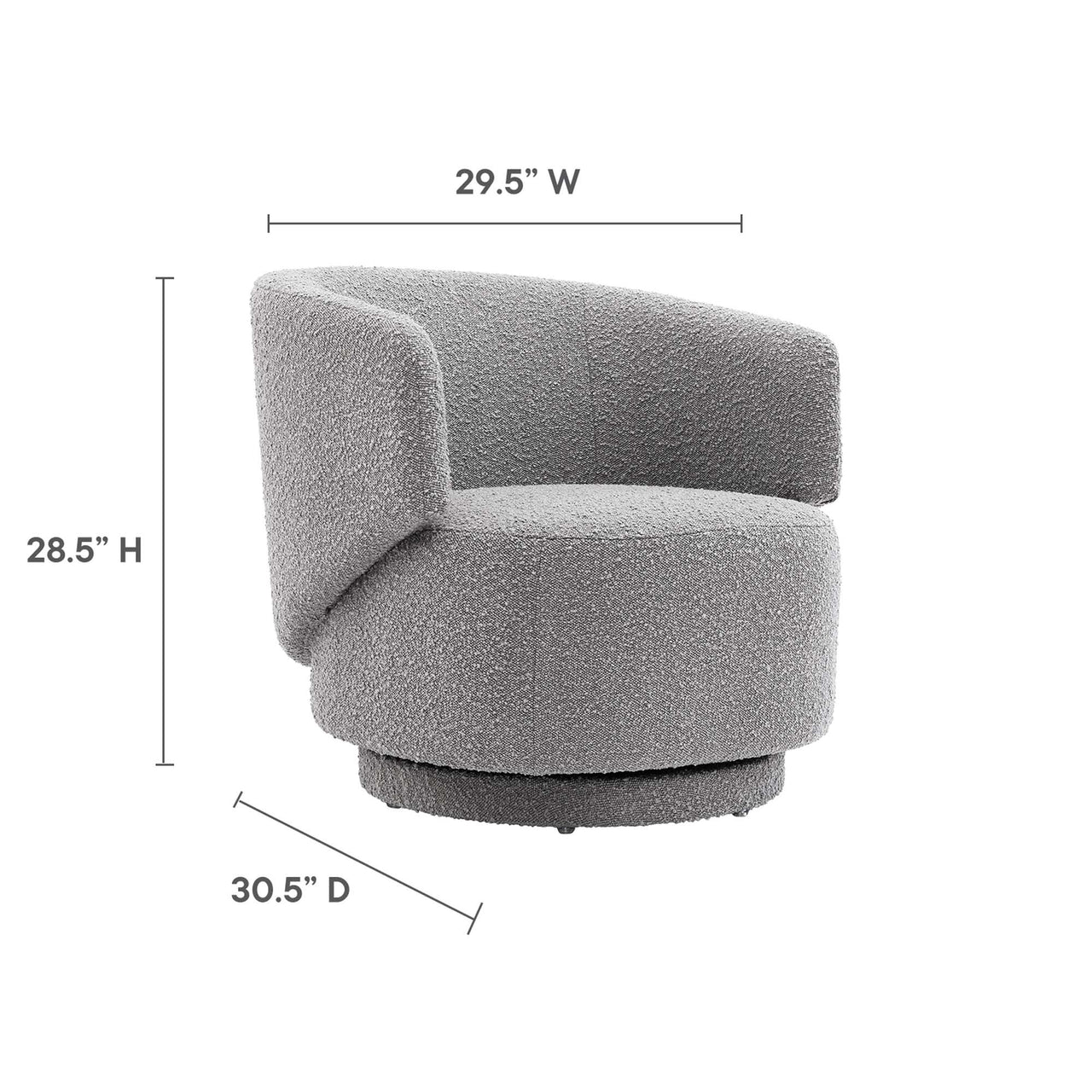 Elarin Boucle Swivel Chair, Light Gray