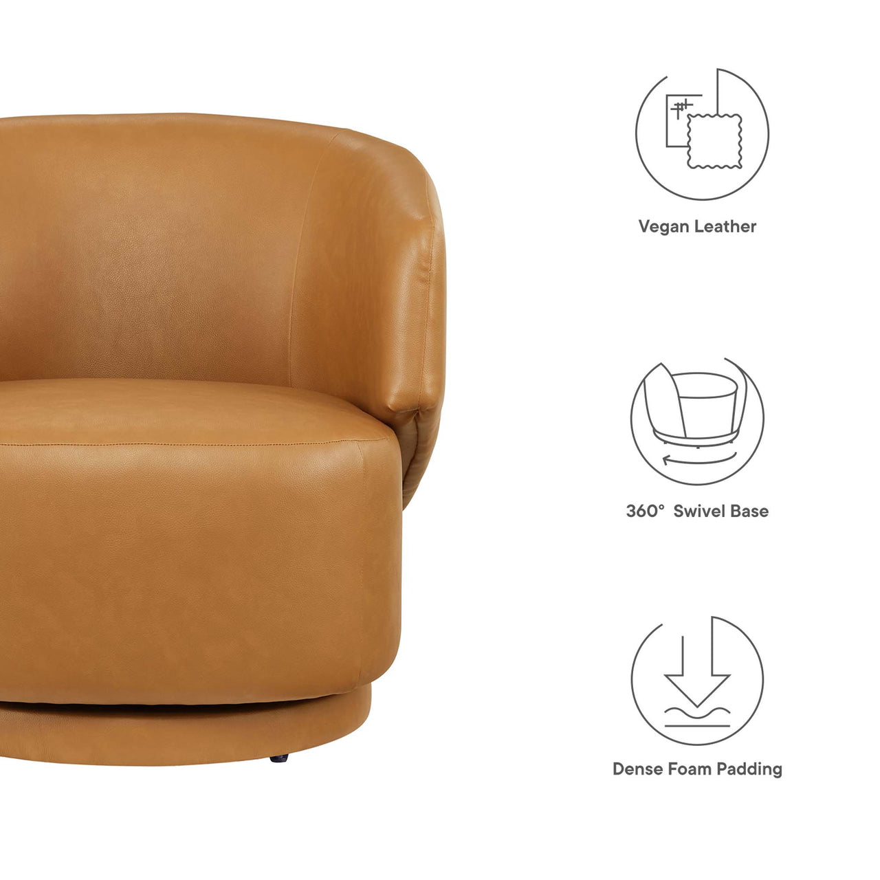 Elarin Eco-Leather Swivel Chair, Tan
