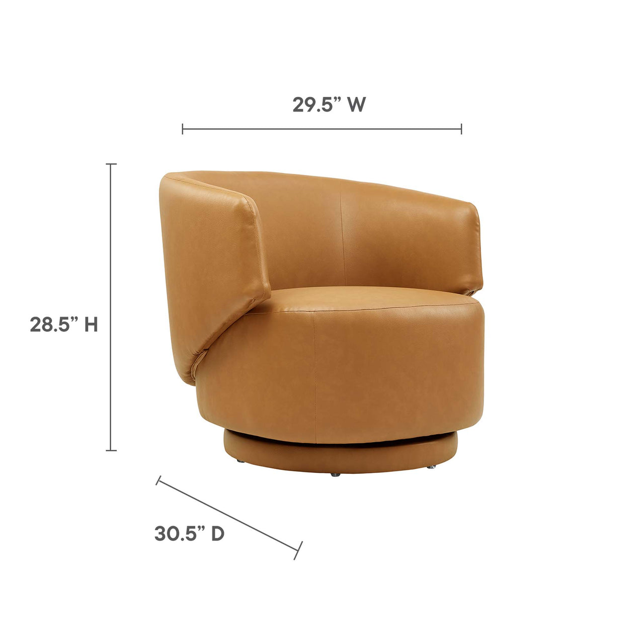Elarin Eco-Leather Swivel Chair, Tan