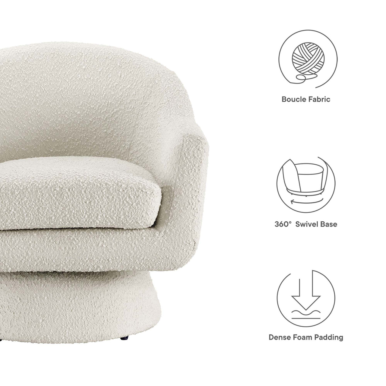Caelia Swivel Chair, Ivory