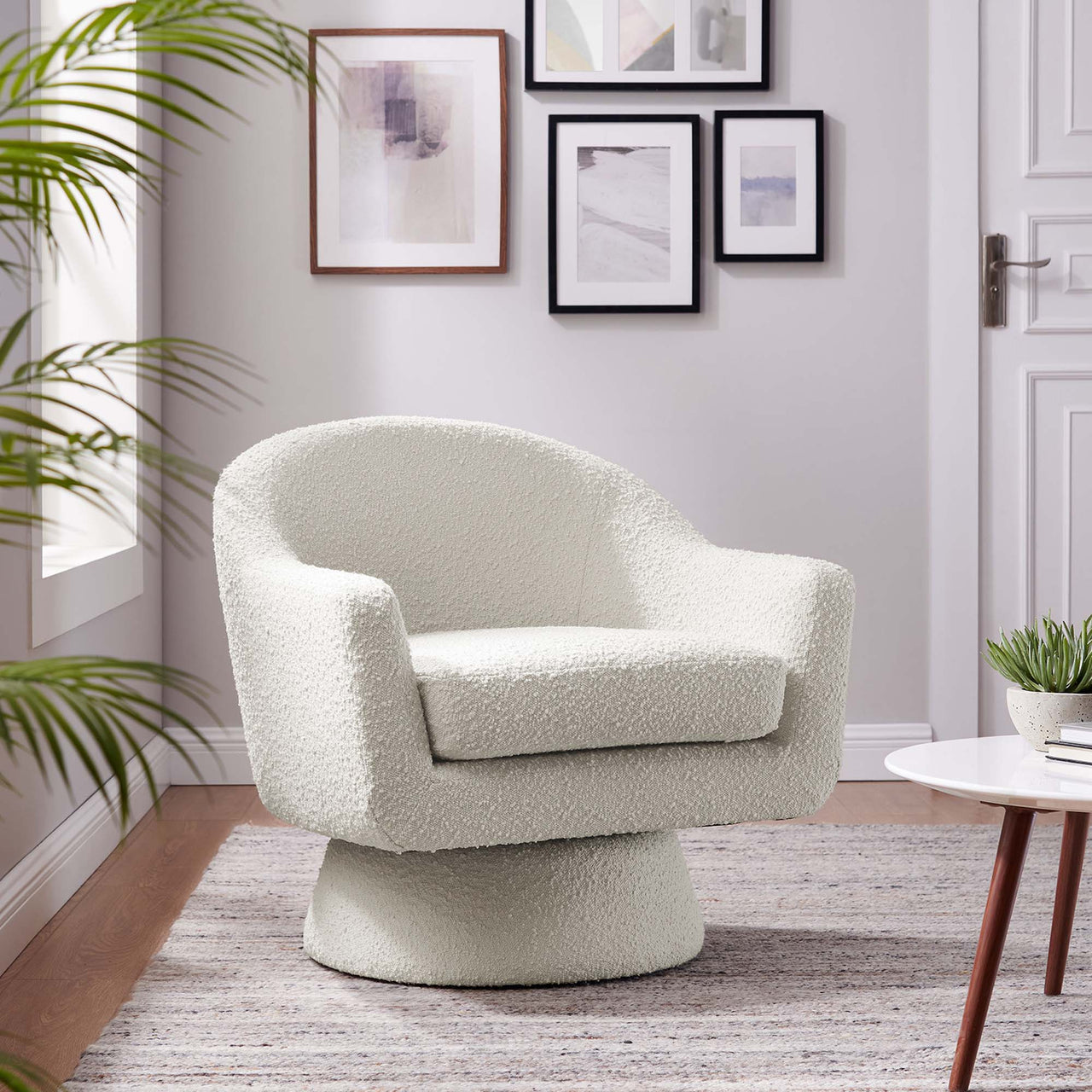Caelia Swivel Chair, Ivory