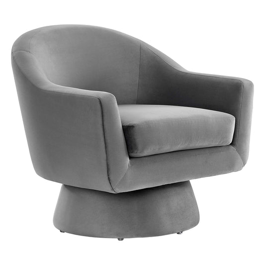 Caelia Upholstered Velvet Swivel Chair, Gray
