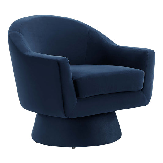Caelia Upholstered Velvet Swivel Chair, Dark Blue