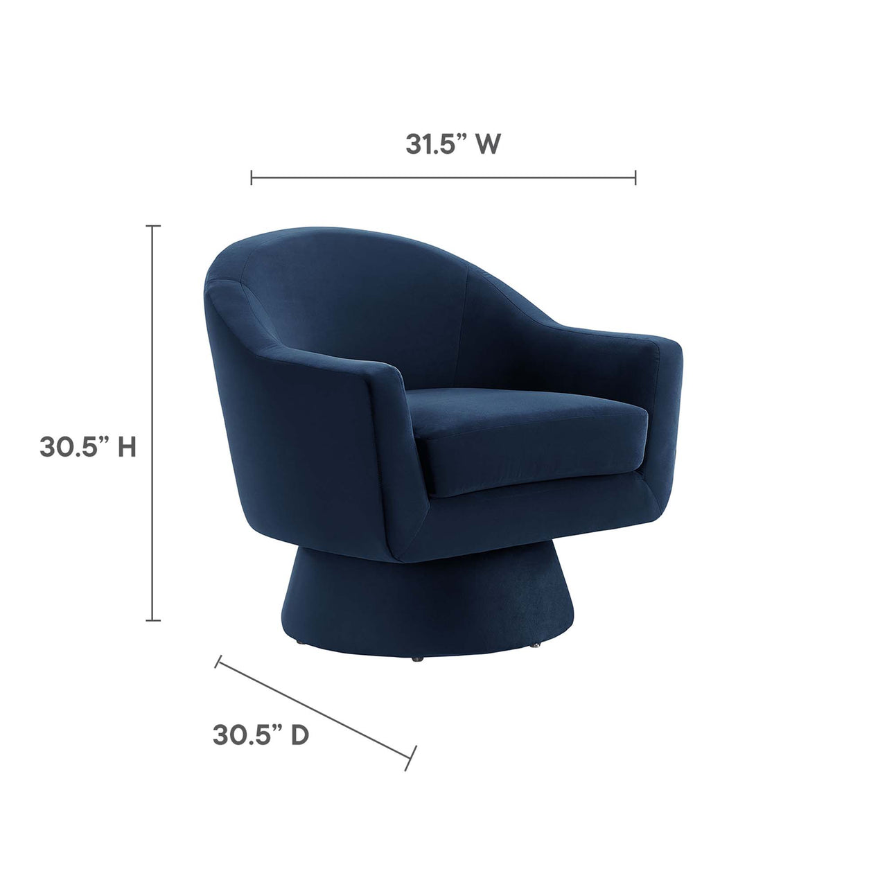 Caelia Upholstered Velvet Swivel Chair, Dark Blue