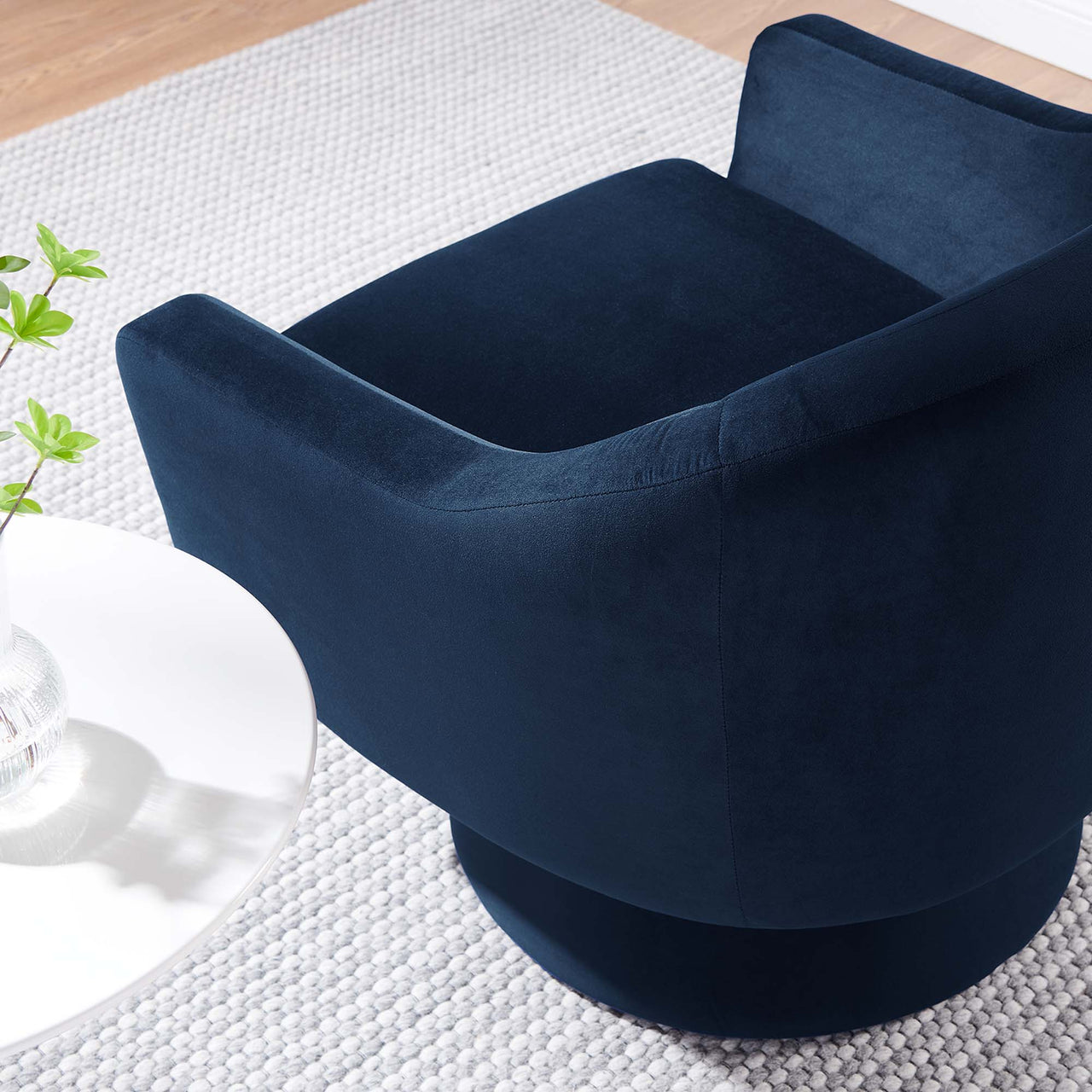 Caelia Upholstered Velvet Swivel Chair, Dark Blue