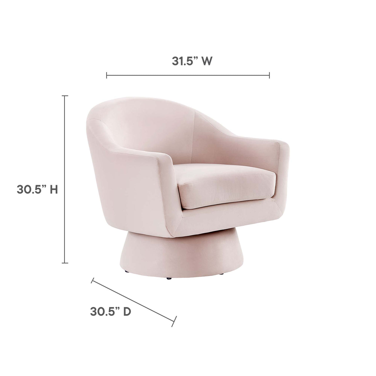 Caelia Upholstered Velvet Swivel Chair, Pink