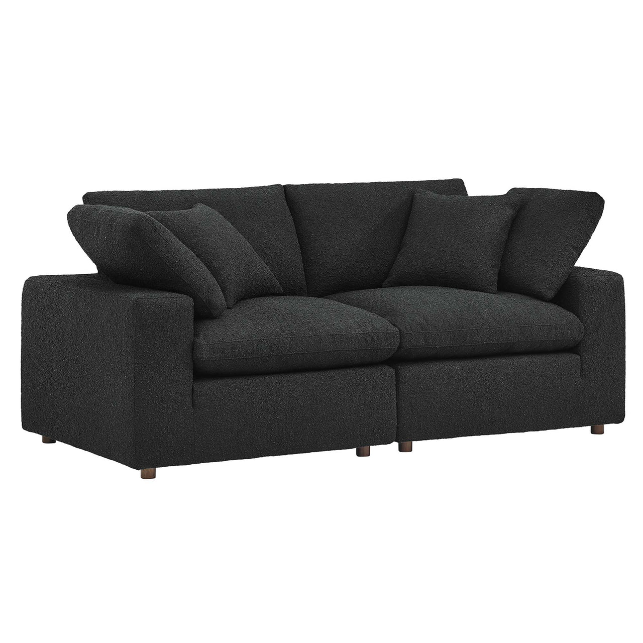 Angelic Cloudblend Boucle Loveseat Sectional, Black