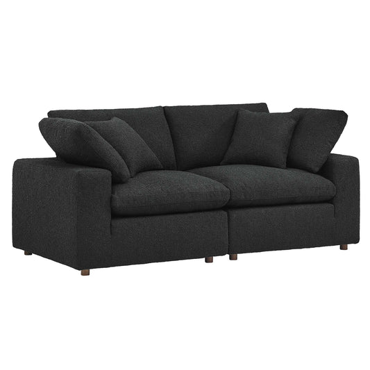 Angelic Cloudblend Boucle Loveseat Sectional, Black