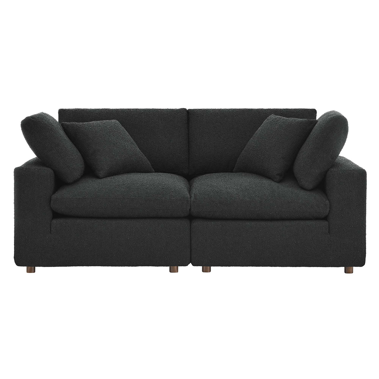 Angelic Cloudblend Boucle Loveseat Sectional, Black